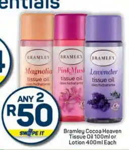 Pick n Pay Bramley Cocoa Heaven Tissue Oil 100ml or Lotion 400ml Each offer