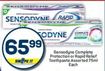 Pick n Pay Sensodyne Complete Protection or Rapid Relief Toothpaste Assorted 75ml Each offer