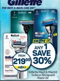 Pick n Pay Gillette Mach3, Mach3 Turbo or Skinguard Razor 2s offer