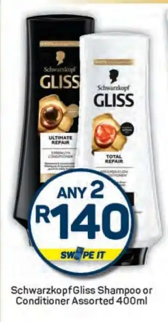 Pick n Pay Schwarzkopf Gliss Shampoo or Conditioner Assorted 400ml offer