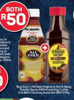 Pick n Pay All Gold Tomato Sauce & Mrs H.S.Ball's Chutney offer