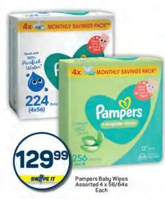 Pick n Pay Pampers Baby Wipes Assorted 4 x 56/64s Each offer