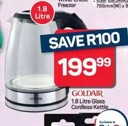 Pick n Pay Hypermarket Goldair 1.8 Litre Glass Cordless Kettle offer