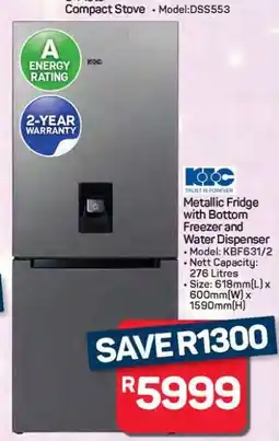 Pick n Pay Hypermarket Metallic Fridge with Bottom Freezer and Water Dispenser offer