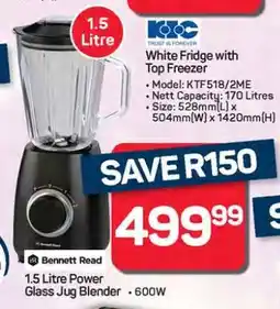 Pick n Pay Hypermarket Bennett Read 1.5 Litre Power Glass Jug Blender offer