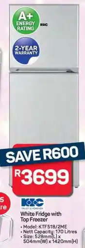 Pick n Pay Hypermarket White Fridge with Top Freezer offer