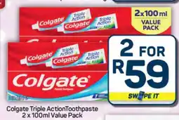 Pick n Pay Hypermarket Colgate Triple Action Toothpaste 2 x 100ml Value Pack offer