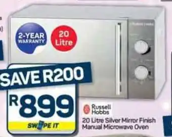Pick n Pay Hypermarket Russell Hobbs Silver Mirror Finish Manual Microwave Oven offer