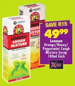 Shoprite Lennon Orange/ Honey/ Peppermint Cough Mixture Syrup offer