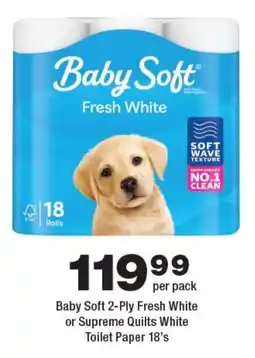 OK urban Baby Soft 2-Ply Fresh White or Supreme Quilts White Toilet Paper offer