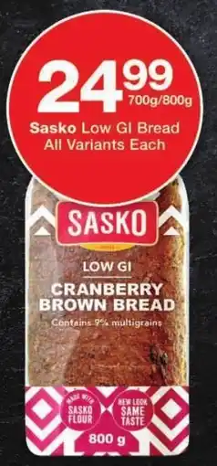 Checkers Sasko Low GI Bread All Variants offer