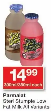 Checkers Parmalat Steri Stumpie Low Fat Milk All Variants offer