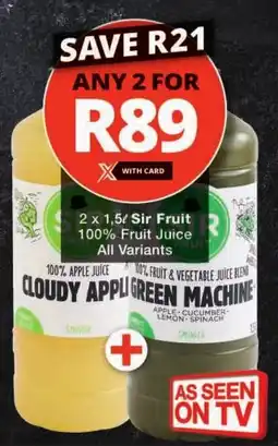 Checkers Sir Fruit 100% Fruit Juice All Variants offer