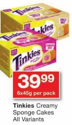 Checkers Tinkies Creamy Sponge Cakes All Variants offer