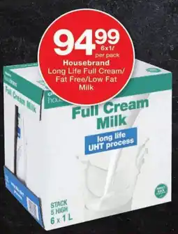 Checkers Housebrand Long Life Full Cream/ Fat Free/ Low Fat Milk offer