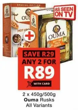 Checkers Ouma Rusks All Variants offer