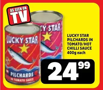 Usave Lucky star pilchards in tomato/hot chilli sauce offer