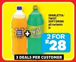 Usave Sparletta/ twist soft drink all variants offer