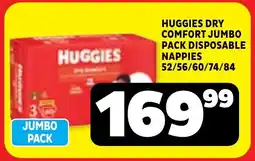 Usave Huggies dry comfort jumbo pack disposable nappies offer