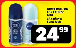 Usave Nivea roll-on for ladies/ men offer