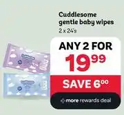 PEP Cuddlesome Gentle Baby Wipes-2 x 24's offer