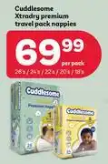 PEP Cuddlesome Xtra Dry Premium Travel Pack Nappies-26's/24's/22's/20's/18's Per Pack offer
