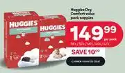 PEP Huggies Dry Comfort Value Pack Nappies-58's/52's/46's/44's/42's Per Pack offer