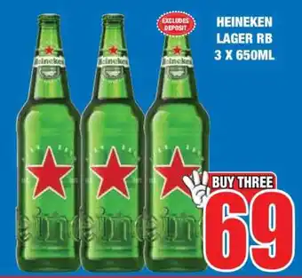 Boxer HEINEKEN LAGER RB 3 X 650ML offer