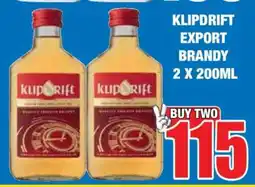 Boxer KLIPDRIFT EXPORT BRANDY 2 X 200ML offer