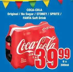 Boxer COCA-COLA Original / No Sugar / STONEY/ SPRITE / FANTA Soft Drink offer