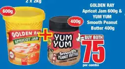 Boxer GOLDEN RAY Apricot Jam 600g & YUM YUM Smooth Peanut Butter 400g offer