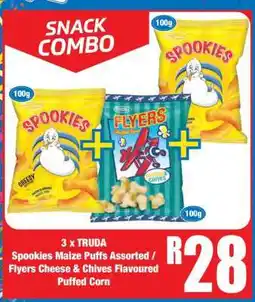 Boxer 3 x TRUDA Spookies Maize Puffs Assorted / Flyers Cheese & Chives Flavoured Puffed Corn offer