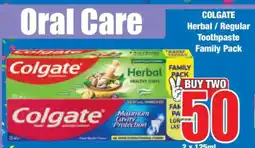 Boxer COLGATE Herbal / Regular Toothpaste Family Pack offer