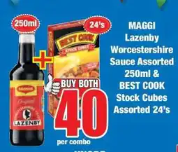 Boxer MAGGI Lazenby Worcestershire Sauce Assorted 250ml & BEST COOK Stock Cubes Assorted 24's offer