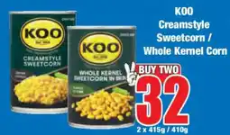 Boxer KOO Creamstyle Sweetcorn / Whole Kernel Corn offer