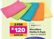 Game Mainstays Microfibre Cloths 5 Pack-For 2 offer