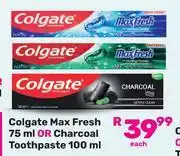 Game Colgate Max Fresh 75ml Or Charcoal Toothpaste 100ml-Each offer