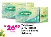 Game Twinsaver 3 Ply Pocket Facial Tissue-8's Pack Each offer
