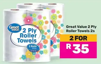 Game Great Value 2 Ply Roller Towels offer