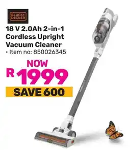 Game Black Decker 18 V 2.0Ah 2-in-1 Cordless Upright Vacuum Cleaner offer