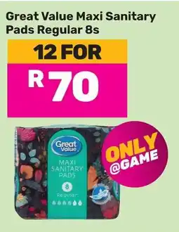 Game Great Value Maxi Sanitary Pads Regular offer