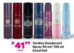Game Yardley Deodorant Spray Assorted offer