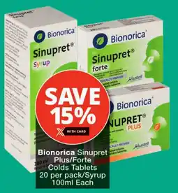 Checkers Bionorica Sinupret Plus/ Forte Colds Tablets/ Syrup offer