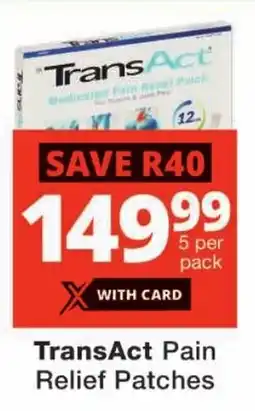 Checkers TransAct Pain Relief Patches offer