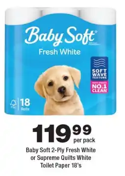 OK Foods Baby Soft 2-Ply Fresh White or Supreme Quilts White Toilet Paper offer