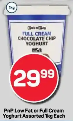 Pick n Pay PnP Low Fat or Full Cream Yoghurt Assorted offer