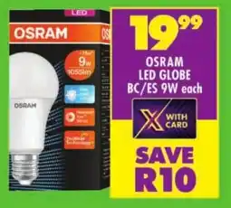Shoprite Osram led globe bc/es 9w offer
