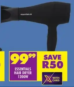 Shoprite Essentials hair dryer 1200w offer