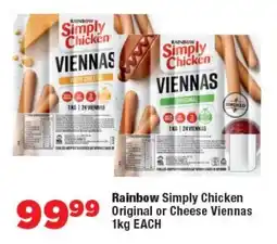 OK Foods Rainbow Simply Chicken Original or Cheese Viennas offer