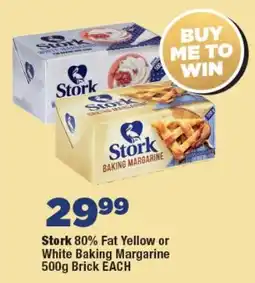 OK Foods Stork 80% Fat Yellow or White Baking Margarine Brick offer